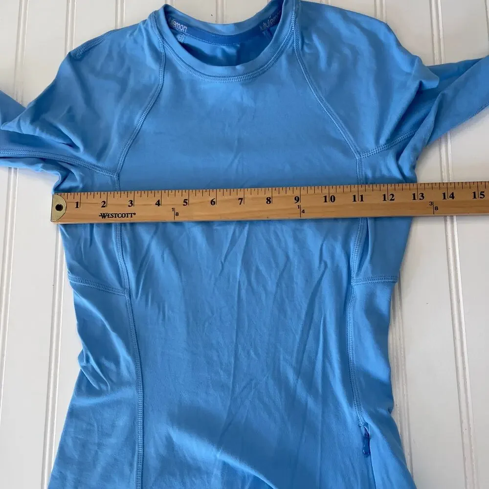 Lululemon Its Rulu Run Long Sleeve Shirt Blue Nile Activewear Size Womens 0 READ